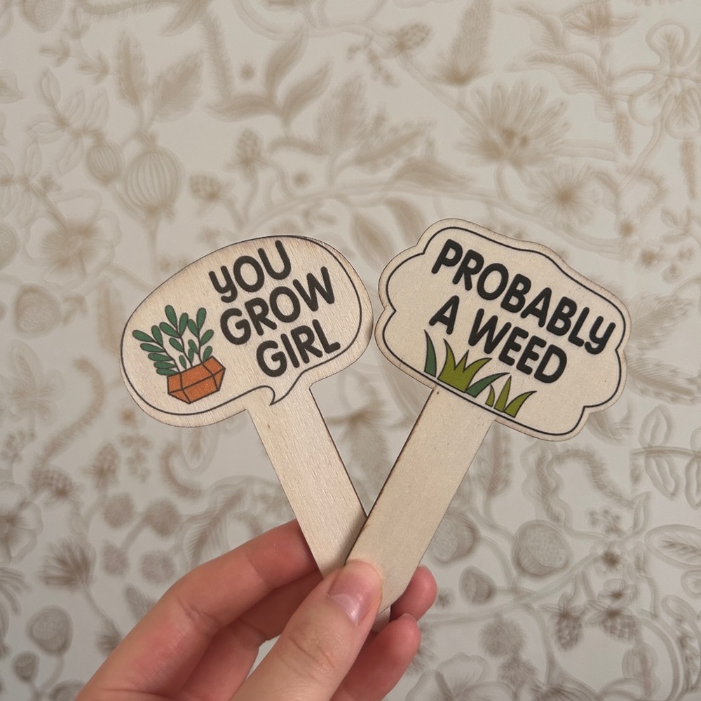 Surprise Pack: 3 Hilarious Garden Stakes for Plant Labels- NWT